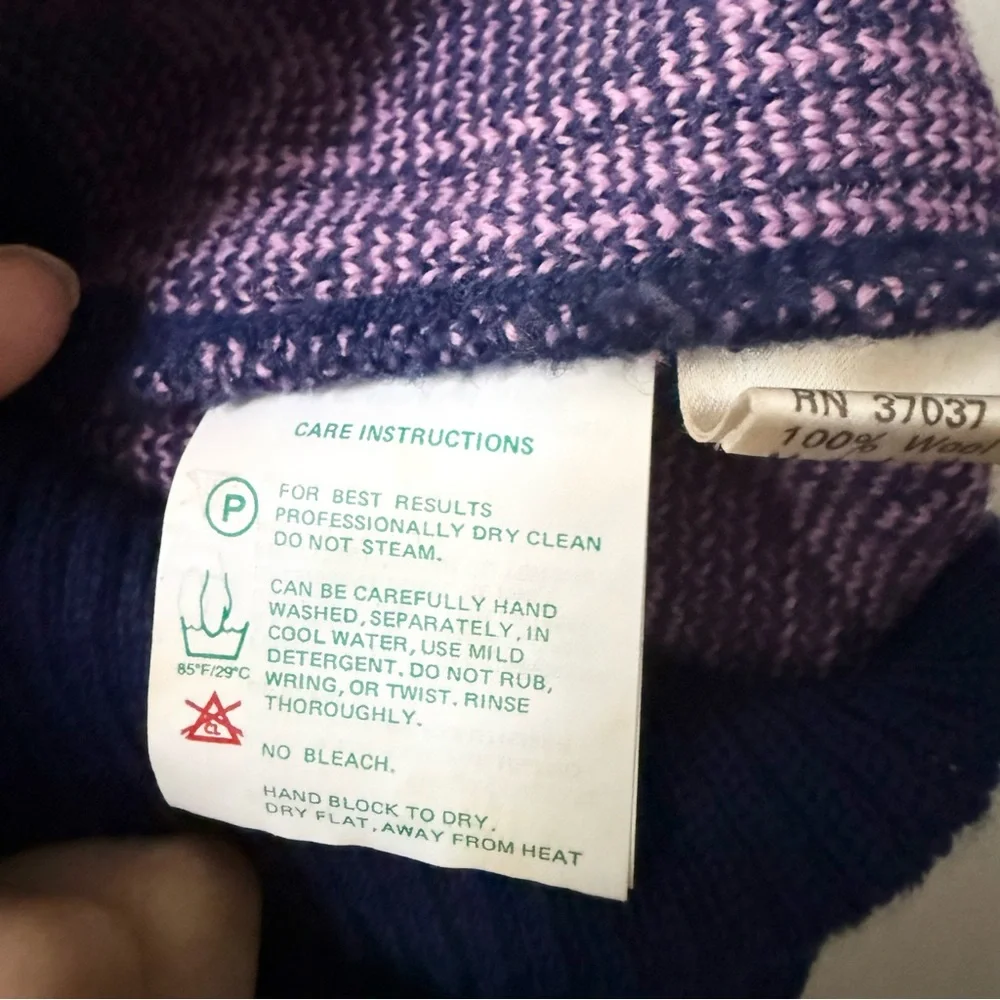 Vintage Obermeyer Fair Isle Nordic Pink Wool‎ Sweater Sz S Grandma